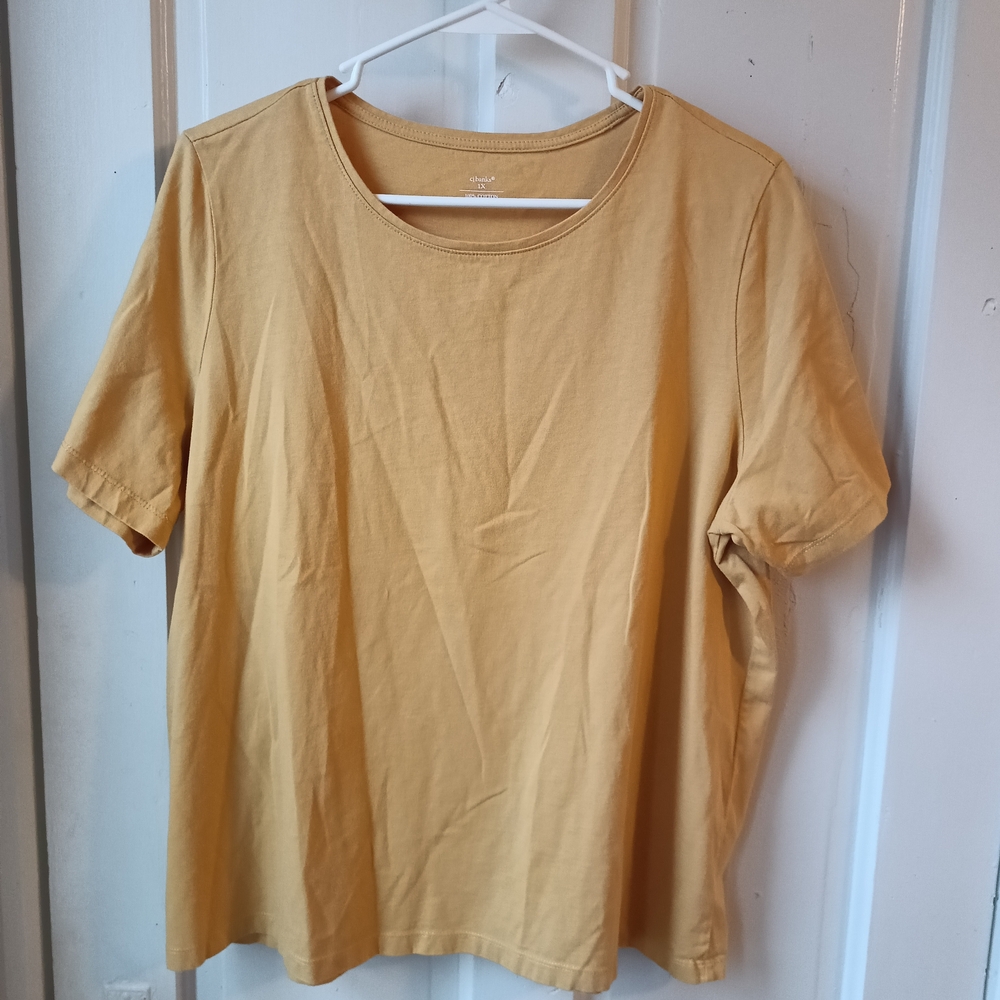 CJ Banks Mustard Short Sleeve Tee